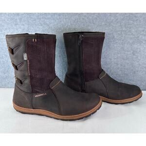Merrell Women's 6 Ashland Vee Mid Waterproof Seal Brown Boot Select Dry Outdoor